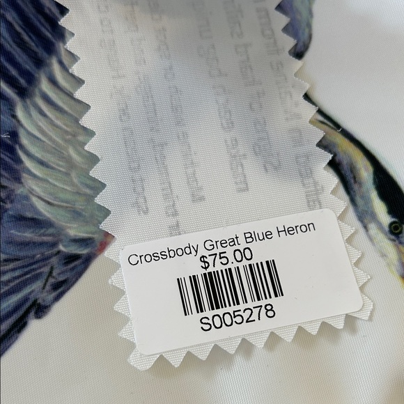 NWT Sea Bags White Crossbody Bag - Hand Painted Heron Design - Picture 3 of 4